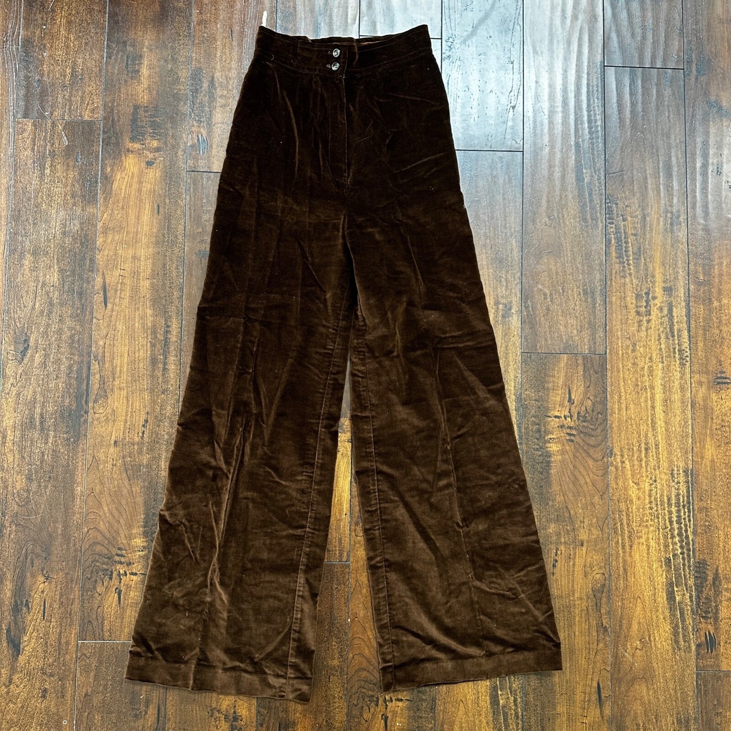 VTG Jantzen 1970s Pants 23x30 Brown Velour High Waist Flair Rockabilly 8