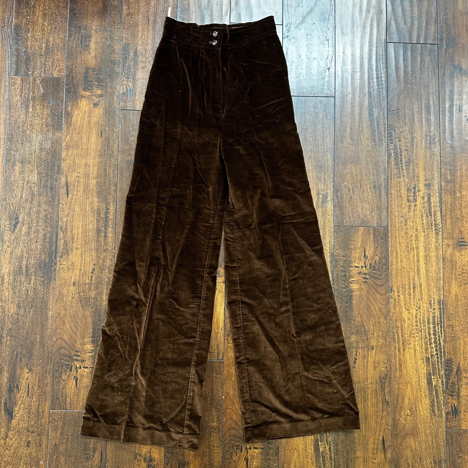 VTG Jantzen 1970s Pants 23x30 Brown Velour High Waist Flair Rockabilly 8