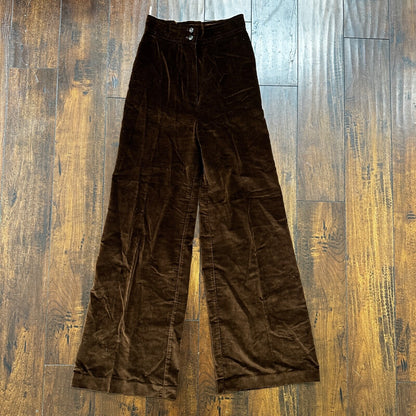 VTG Jantzen 1970s Pants 23x30 Brown Velour High Waist Flair Rockabilly 8