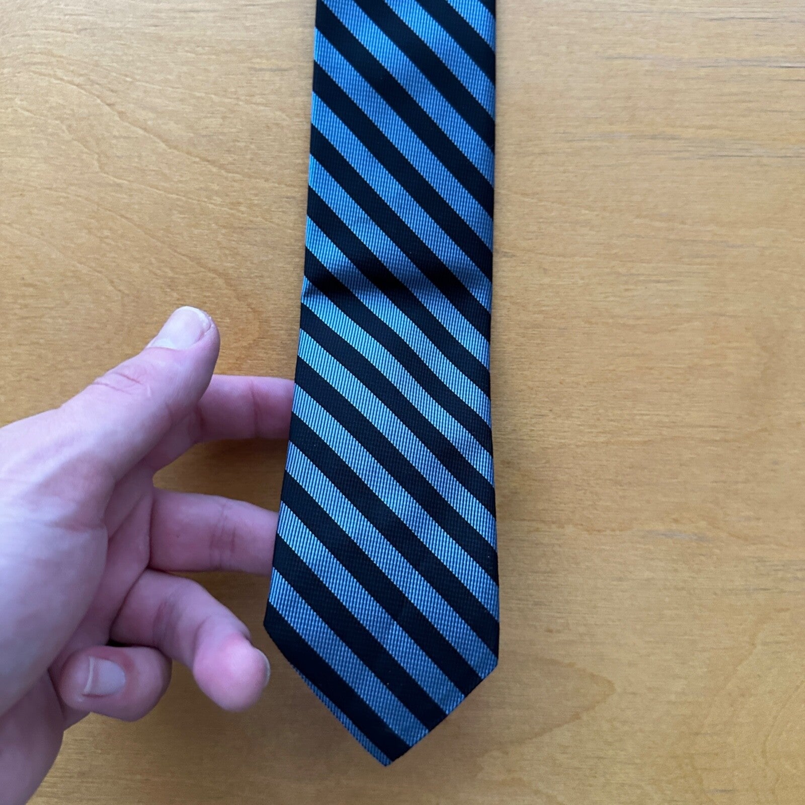 Vintage 1960s Tie Navy Light Blue Stripes 60s Rockabilly Wedding Casual