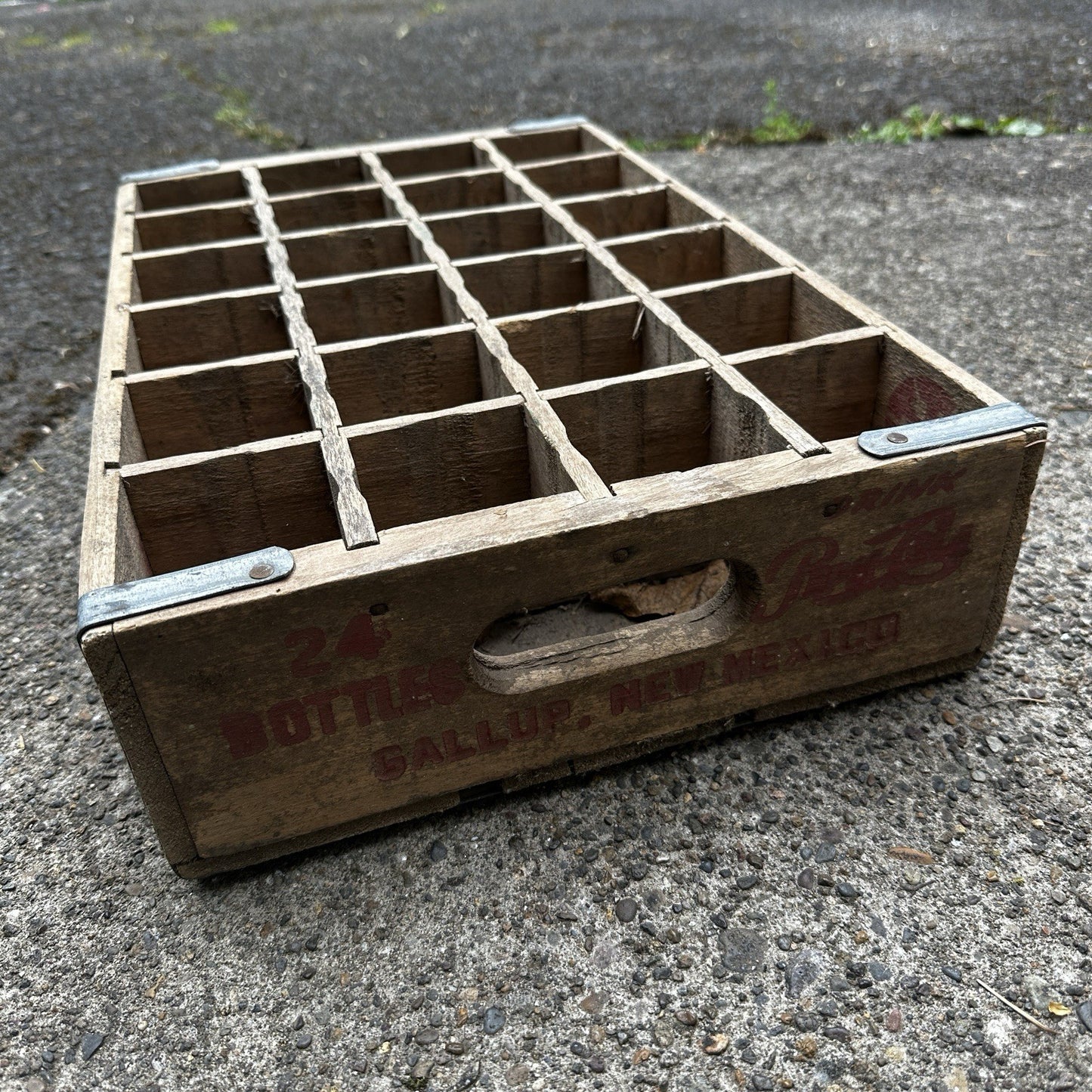 Vintage Wooden Soda Crate Pepsi Cola Wood Gallup New Mexico 24 Bottles Rare