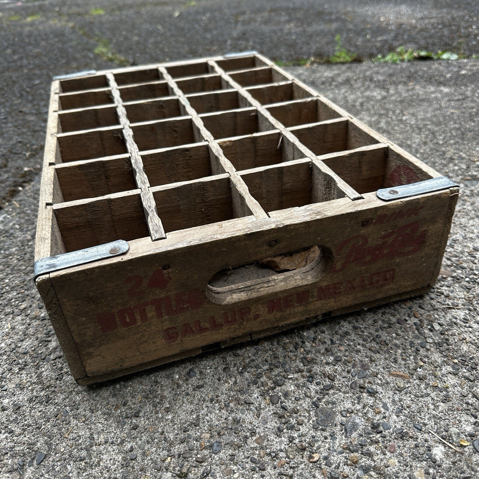 Vintage Wooden Soda Crate Pepsi Cola Wood Gallup New Mexico 24 Bottles Rare