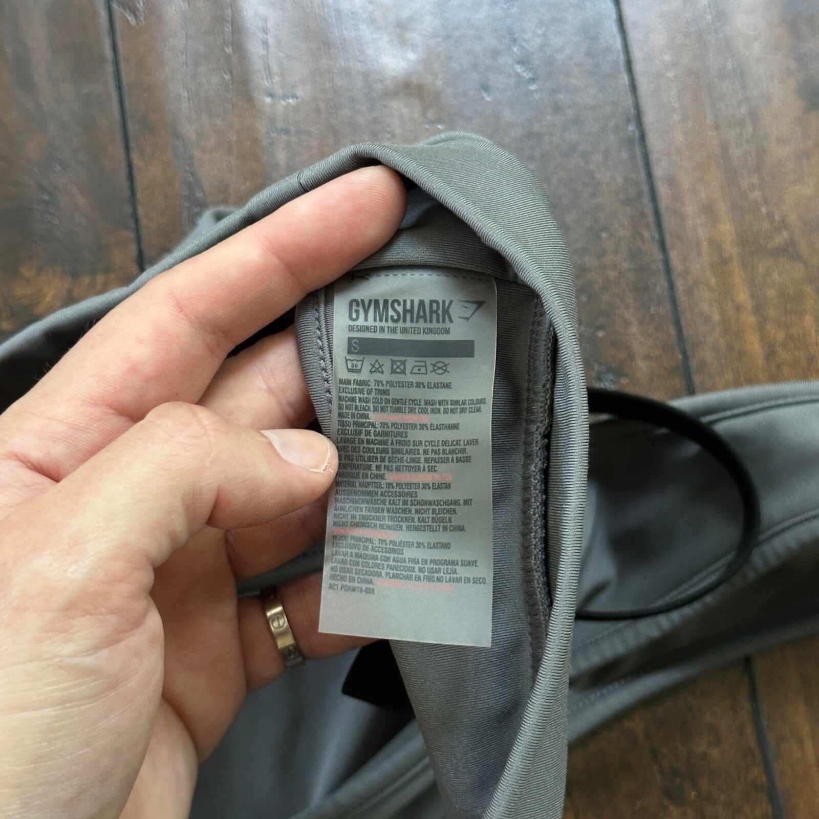 Gymshark Asymmetric Sports Bra Smokey Gray Black Light Support Size S No Pads