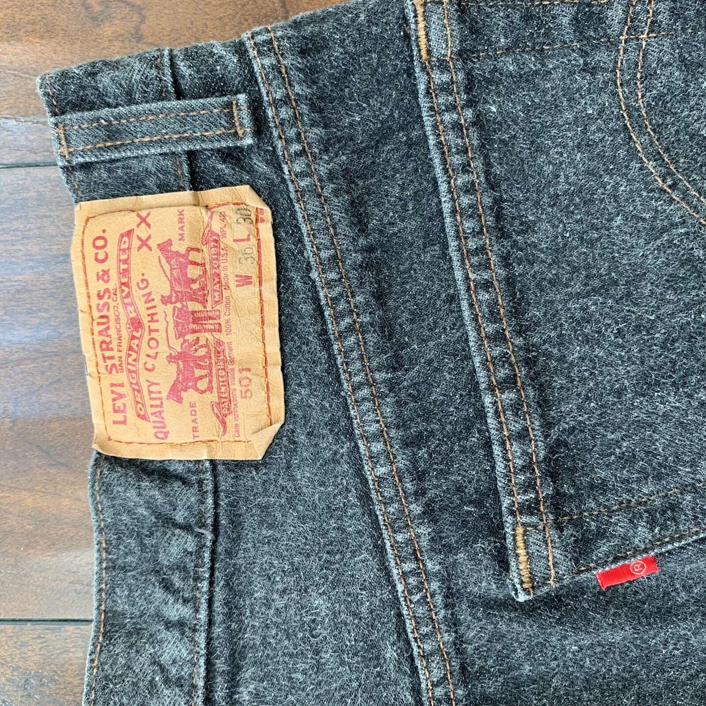 Levis 501 Vintage 90s Straight Leg XX USA Jeans 36x30 Black Wash Act 32x26