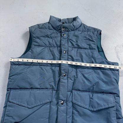Woolrich VTG Vest Mens L Baby Blue Puffer Down Quilted Snap Up Made In USA 80s