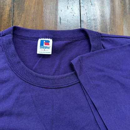 Russell Athletic USA Blank Purple VTG T Shirt 90s Single Stitch Sleeves Basic