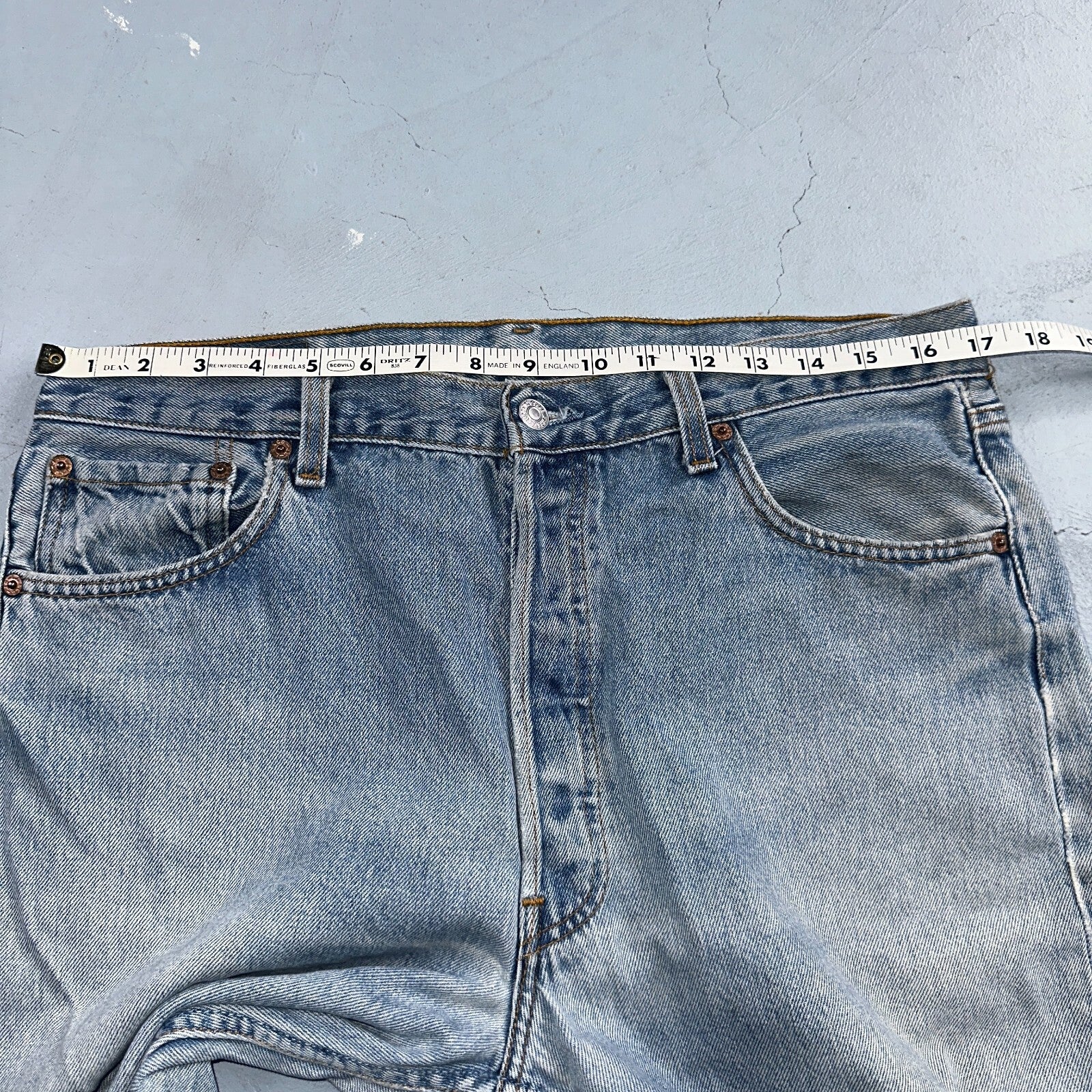 Levis 501 Vintage 90s USA XX Straight Leg Jeans Blue Light Wash 36x34 Act 34x33