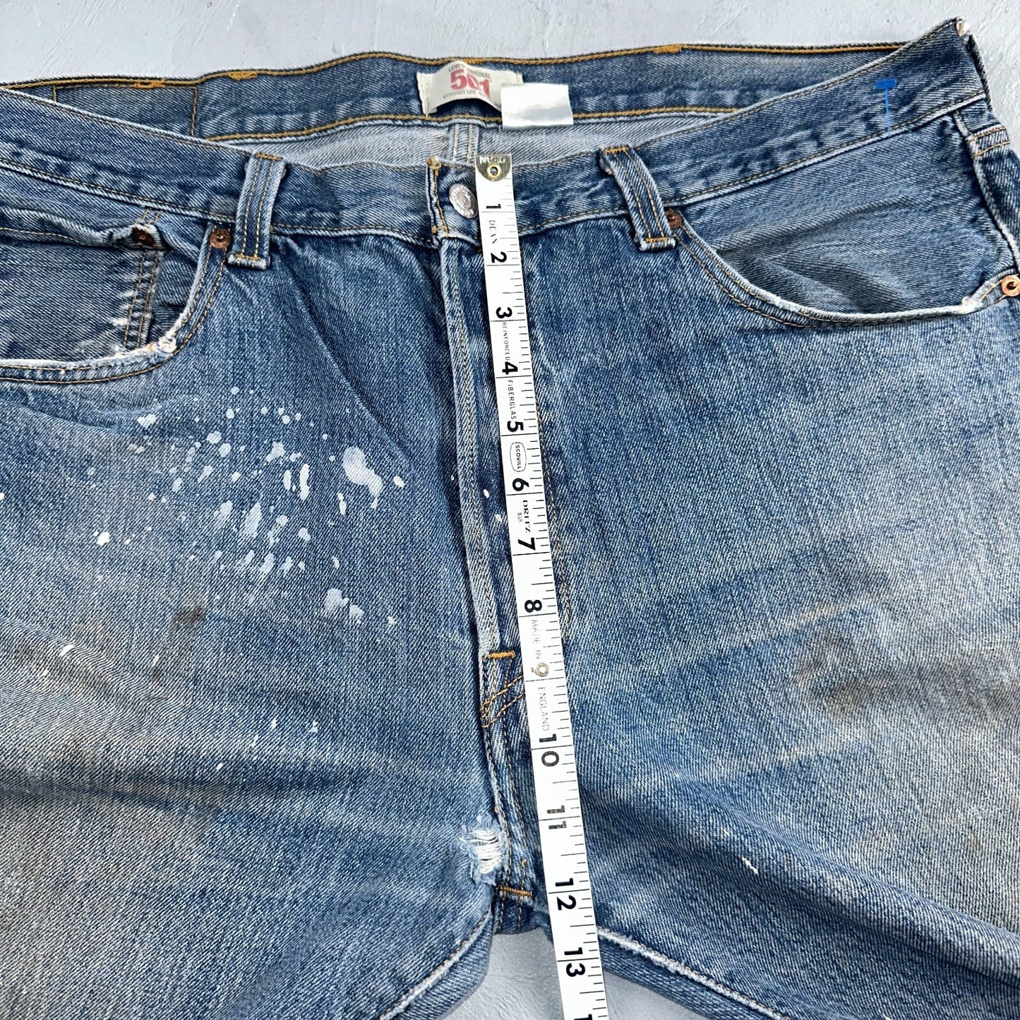 Levis 501 Vintage Y2K XX Straight Leg Jeans Blue Med Wash Paint 38x30 Act 38x29