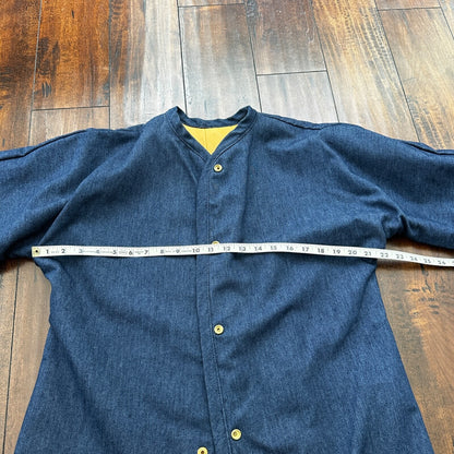 1960s Rockabilly Reversible Denim Leather Jacket 60s 70s RARE Yellow Blue Anorak