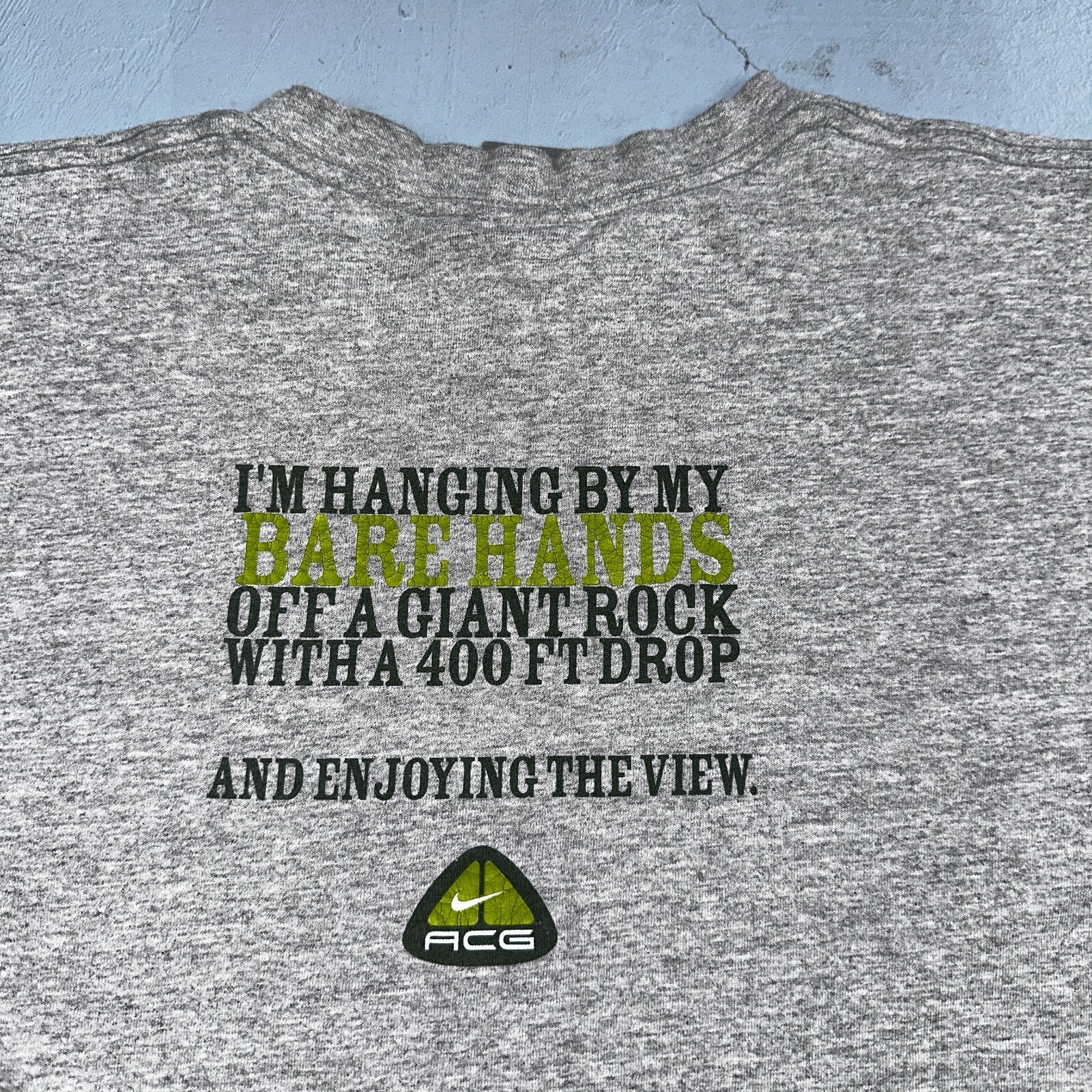 Nike ACG What Are You On VTG T Shirt Climbing Hiking Bare Hands Y2K 2000s RARE