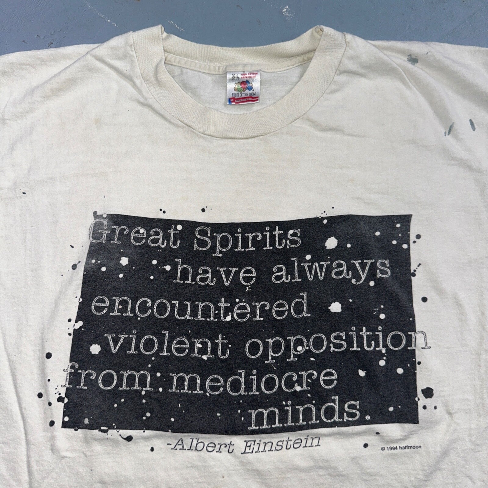Albert Einstein 90s VTG T Shirt Great Spirits Quote Genius FOTL 1994 RARE Earth
