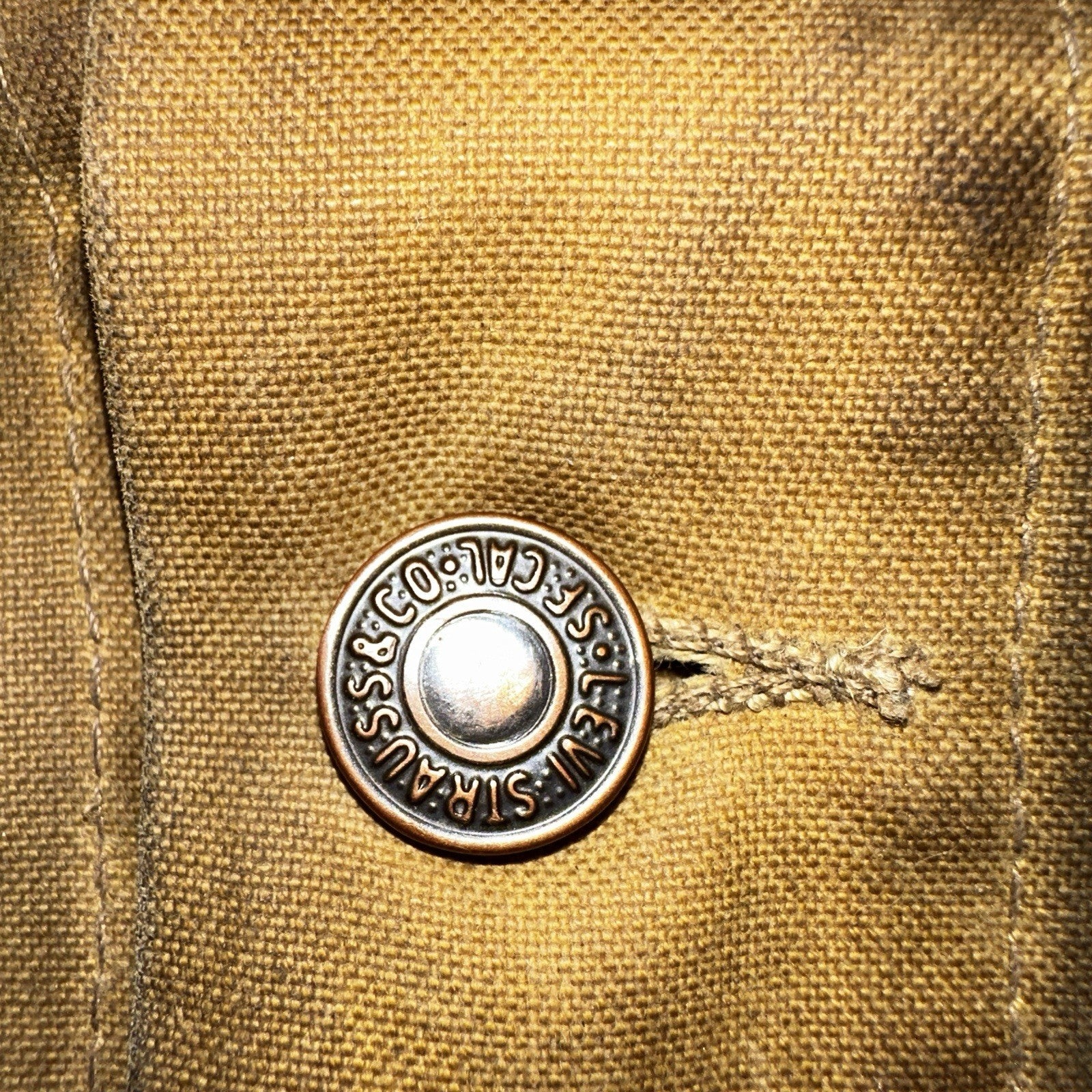 Filson x Levis Tin Cloth Trucker Jacket Men’s Small Tan Made In USA VTG Oil