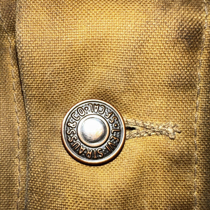 Filson x Levis Tin Cloth Trucker Jacket Men’s Small Tan Made In USA VTG Oil