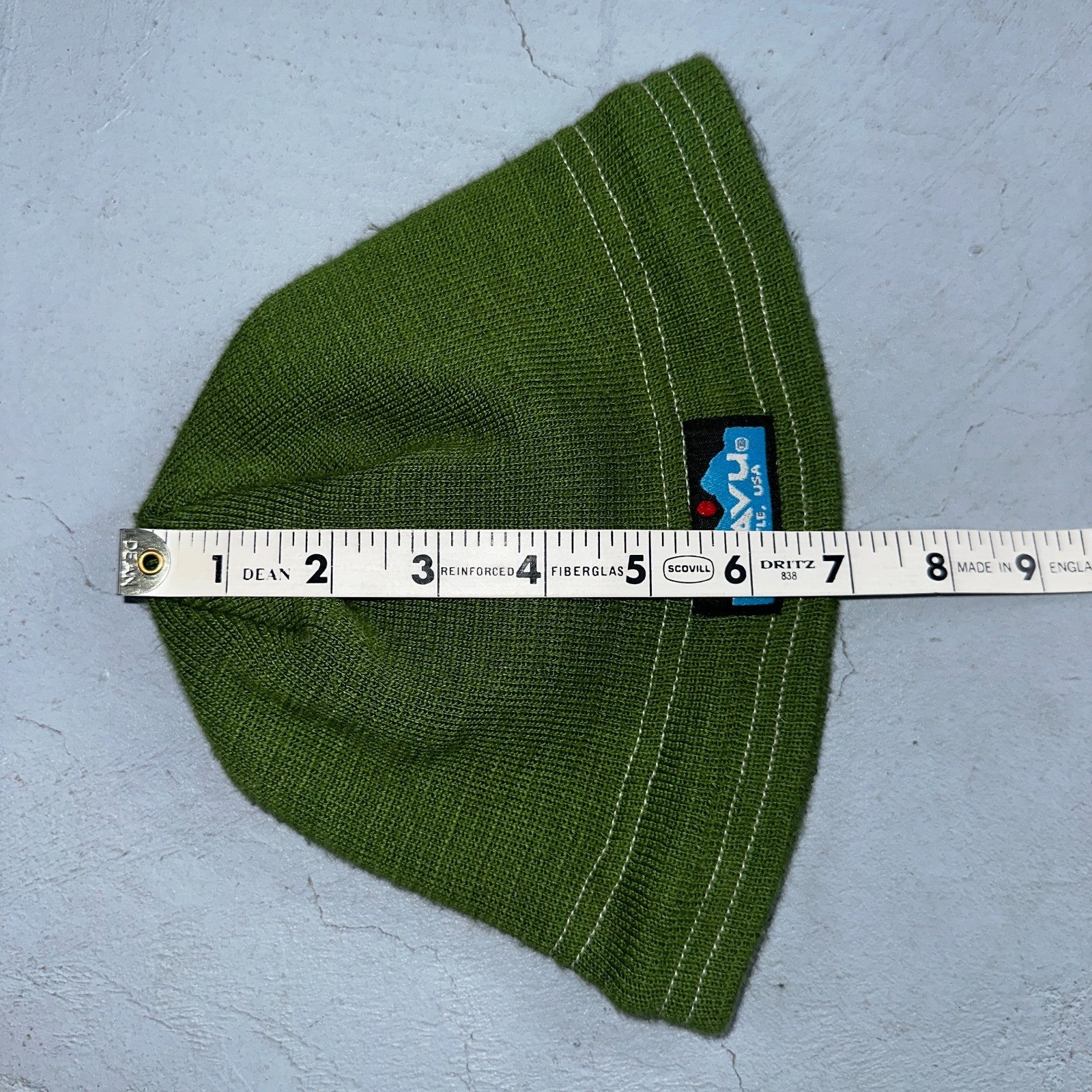 KAVU Beanie Green Knit Hat Seattle USA Outdoor Hiking Streetwear Skater Cap VTG