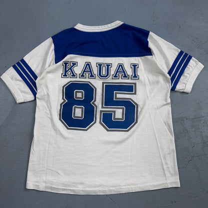 Kauai Hawaii 1985 VTG T Shirt 85 Jersey Style Tee Double Sided Graphic Numbers
