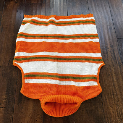 Sweater Vest Vintage Rockabilly Orange 1960s 60s Stripe 70s Rare Hipster