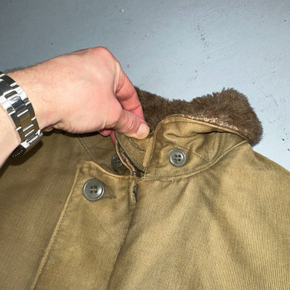 VTG WWII US NAVY USN N1 Deck Jacket Sz 38 Alpaca Stencil Work Coat Rare WW2