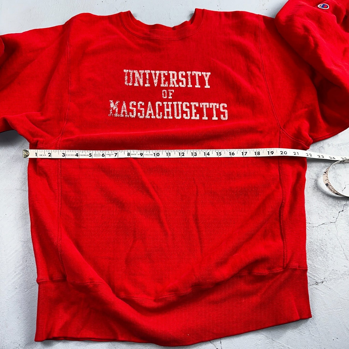 VTG 80s Champion Reverse Weave Crewneck Sweatshirt USA Massachusetts MIT Red