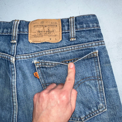 Levis 517 Vintage 90s Canada Orange Tab Bootcut Flare Blue Worn Jeans Act 33x30