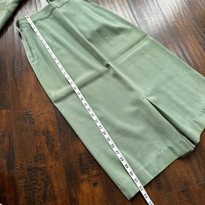 1950s Teal Green VTG 2 Piece Womens Houndstooth Suit Joselli MCM Wool 50s 40s