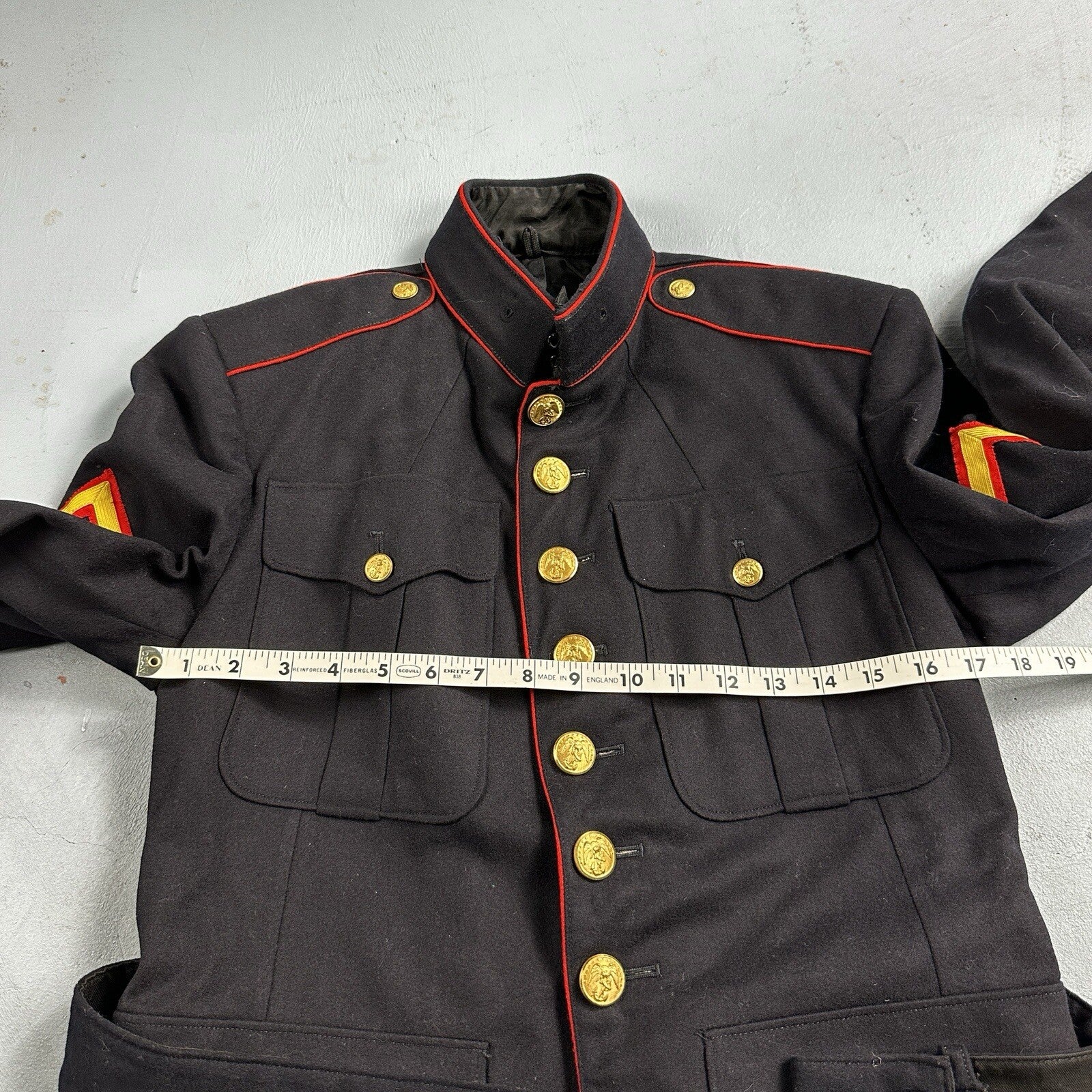 VTG Authentic WWII Paramarine United States Marine Corp Dress Blue Jacket USMC