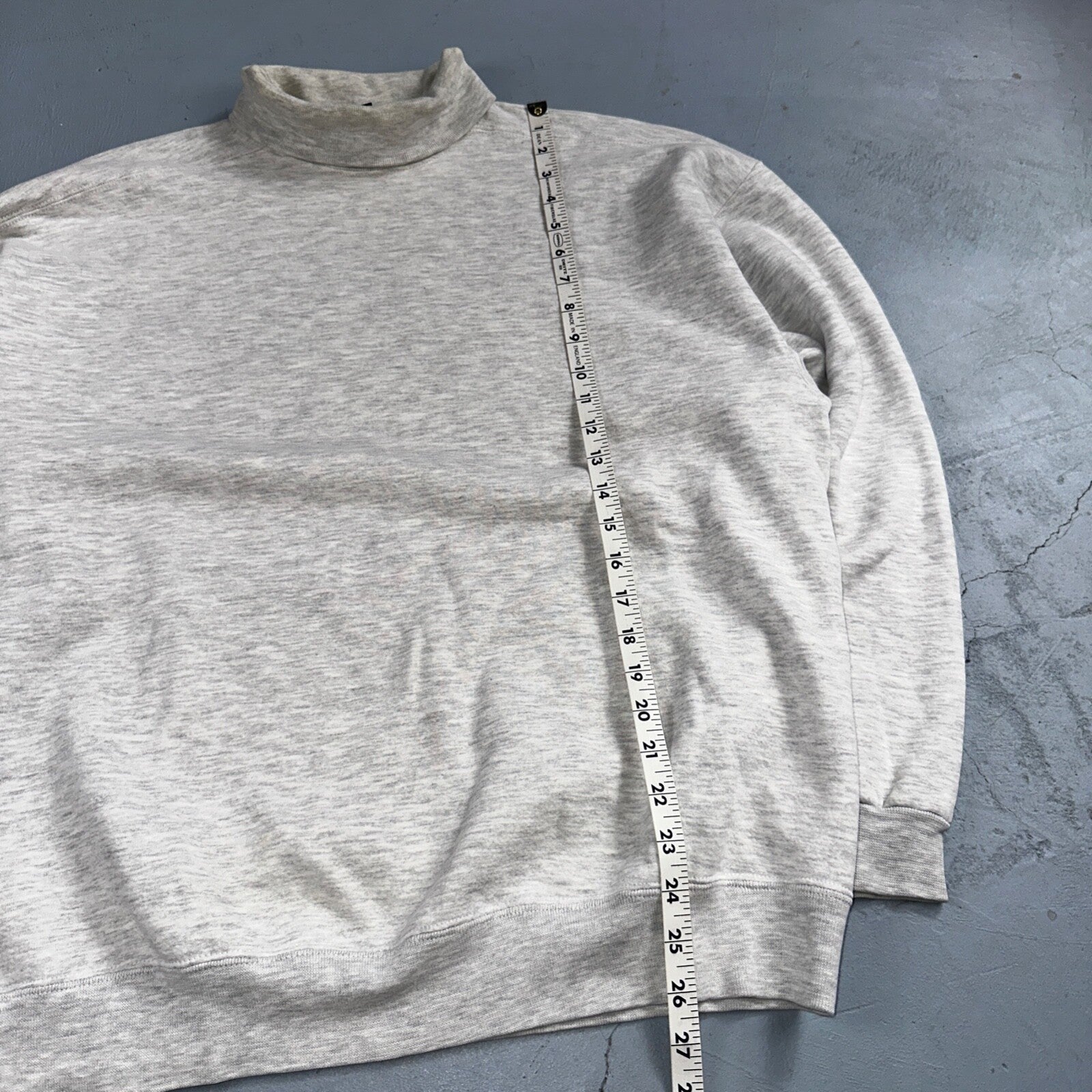 Lands End VTG Mens Large Long Sleeve Gray Turtleneck Shirt USA MADE