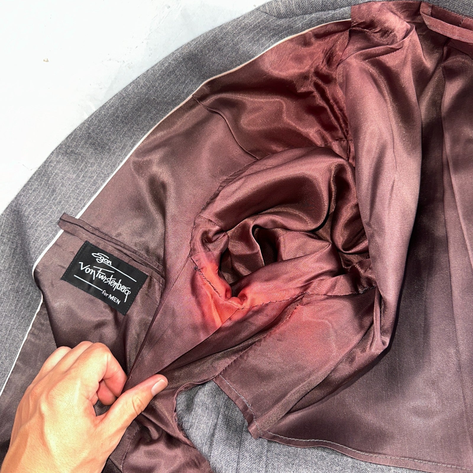 VTG Mens 2 PC Suit 41 Jacket Coat Pants Gray Rockabilly 80s Egon Von Furstenberg