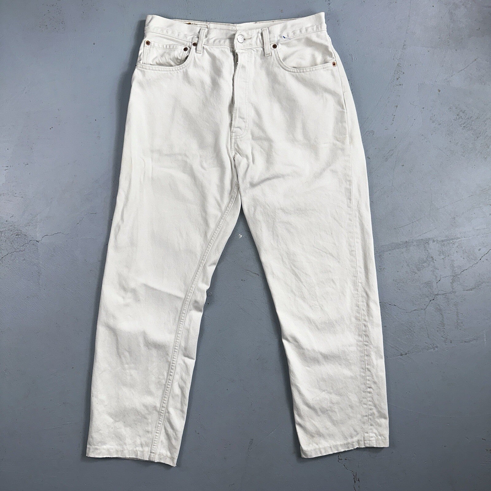 Levis 501 Vintage 90s XX Straight Jeans White Bleached 36x36 Act 30x28 Altered