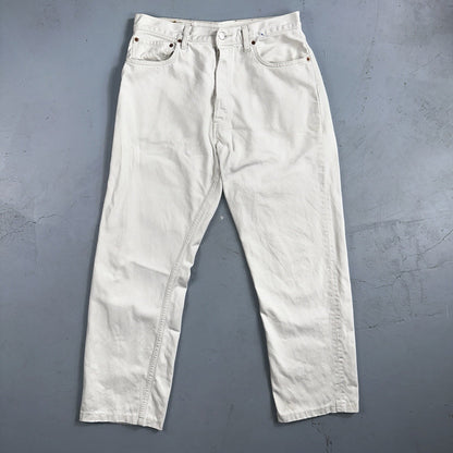 Levis 501 Vintage 90s XX Straight Jeans White Bleached 36x36 Act 30x28 Altered