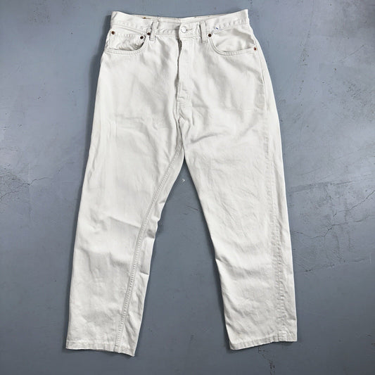 Levis 501 Vintage 90s XX Straight Jeans White Bleached 36x36 Act 30x28 Altered