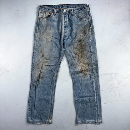 Levis 501 Vintage 90s Europe Straight Leg Jeans Blue Light Wash 36x36 Act 34x29