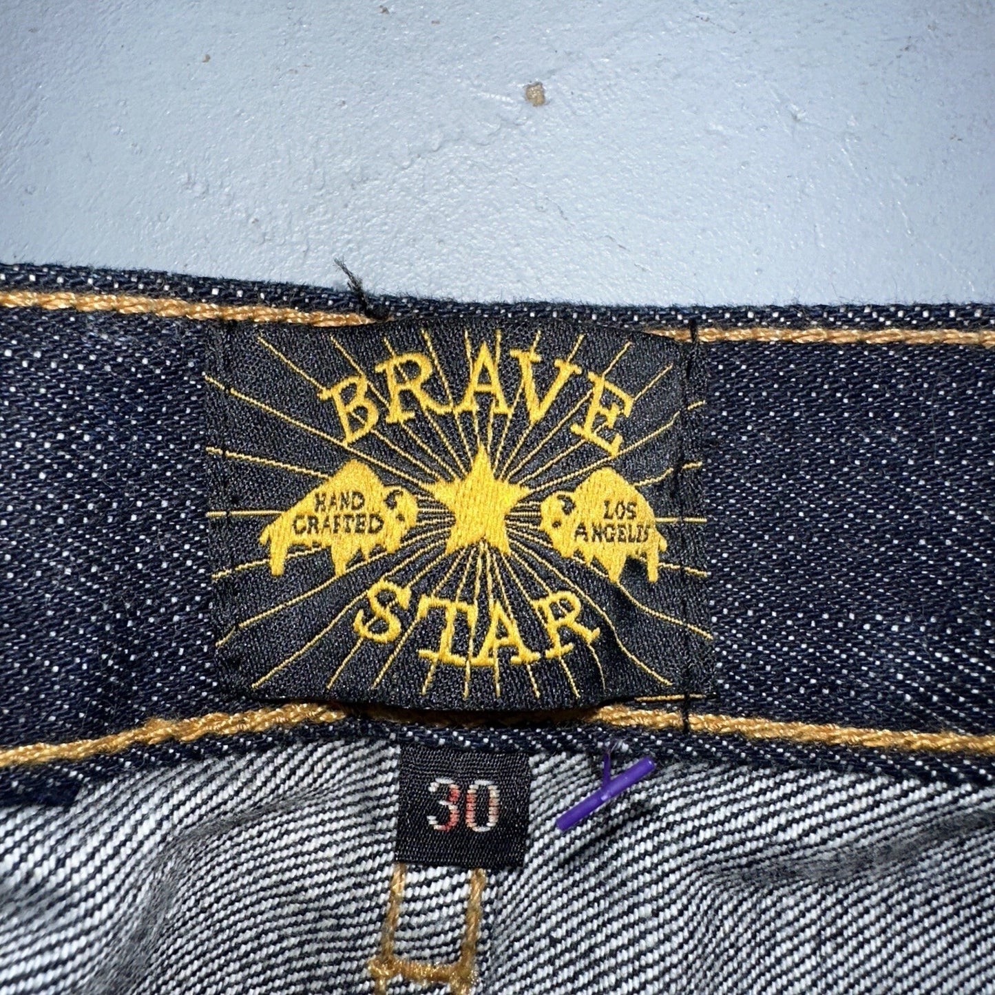 Brave Star Jeans Mens 30x30 Blue Selvedge Cone Denim Dark Wash Button Fly