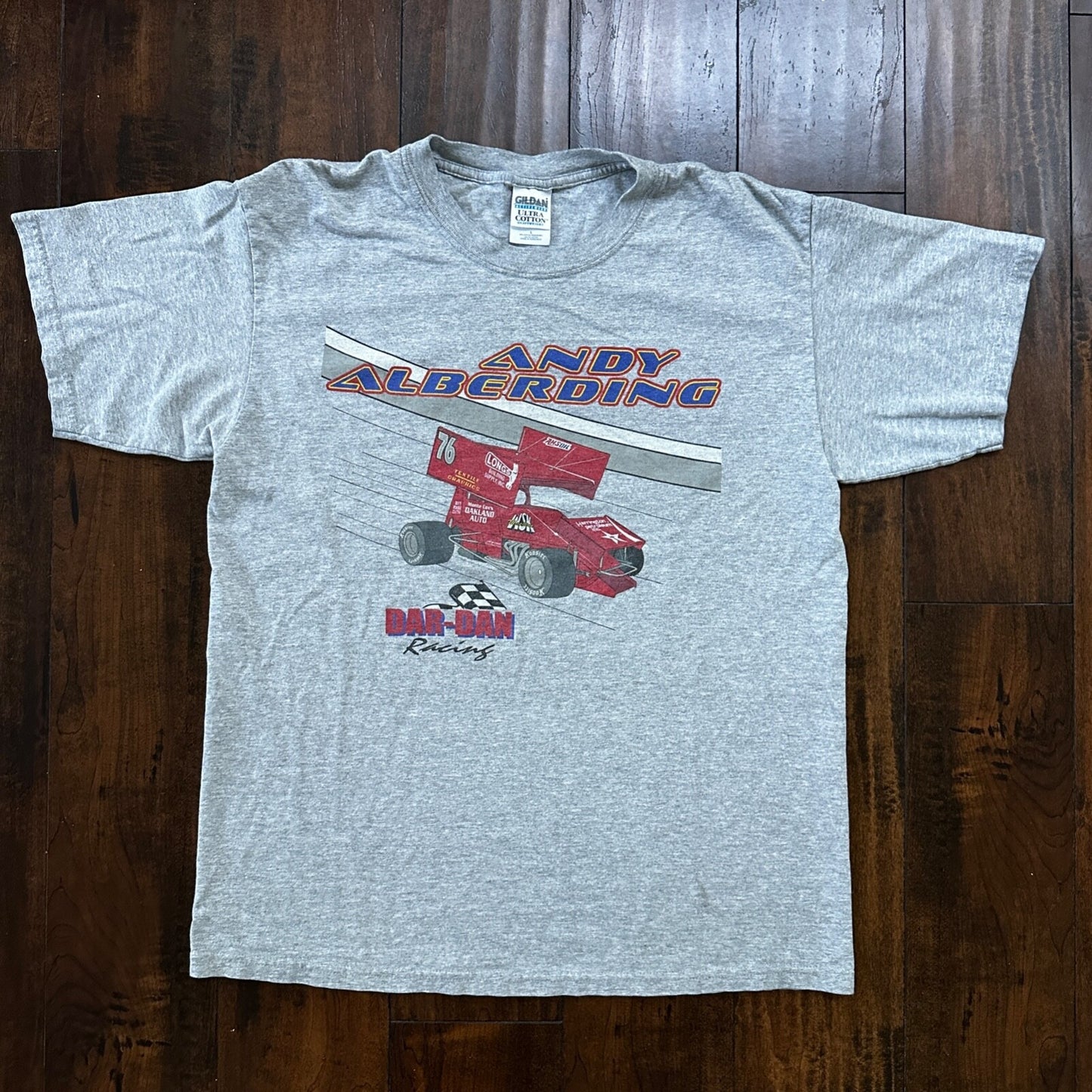 Andy Alberding Racing Nascar VTG T Shirt Y2K Grey Large Oakland Auto Promo Cool