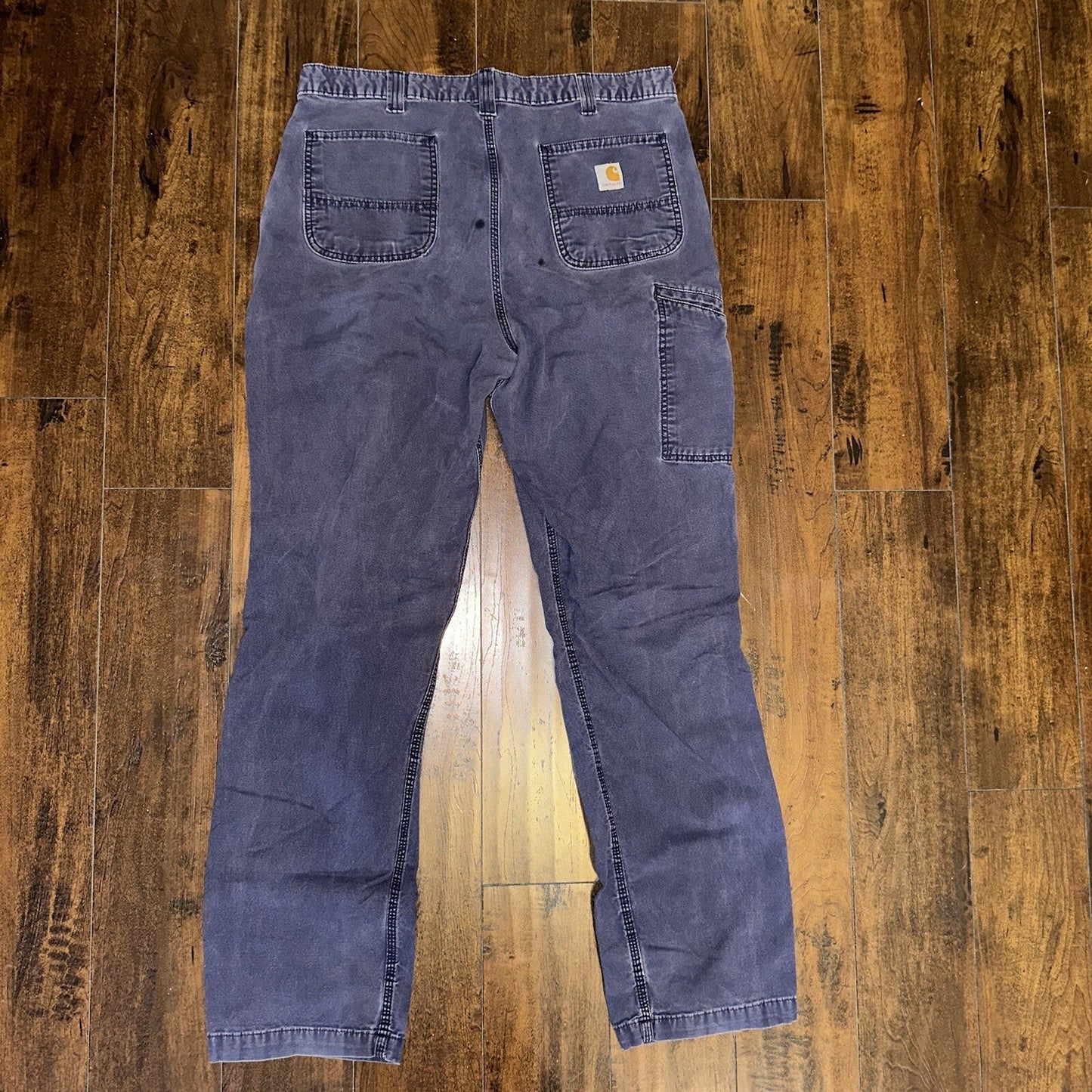 Carhartt Rugged Flex Relaxed Fit Canvas Work Pant Mens 38x36 Navy 102291-412 VTG