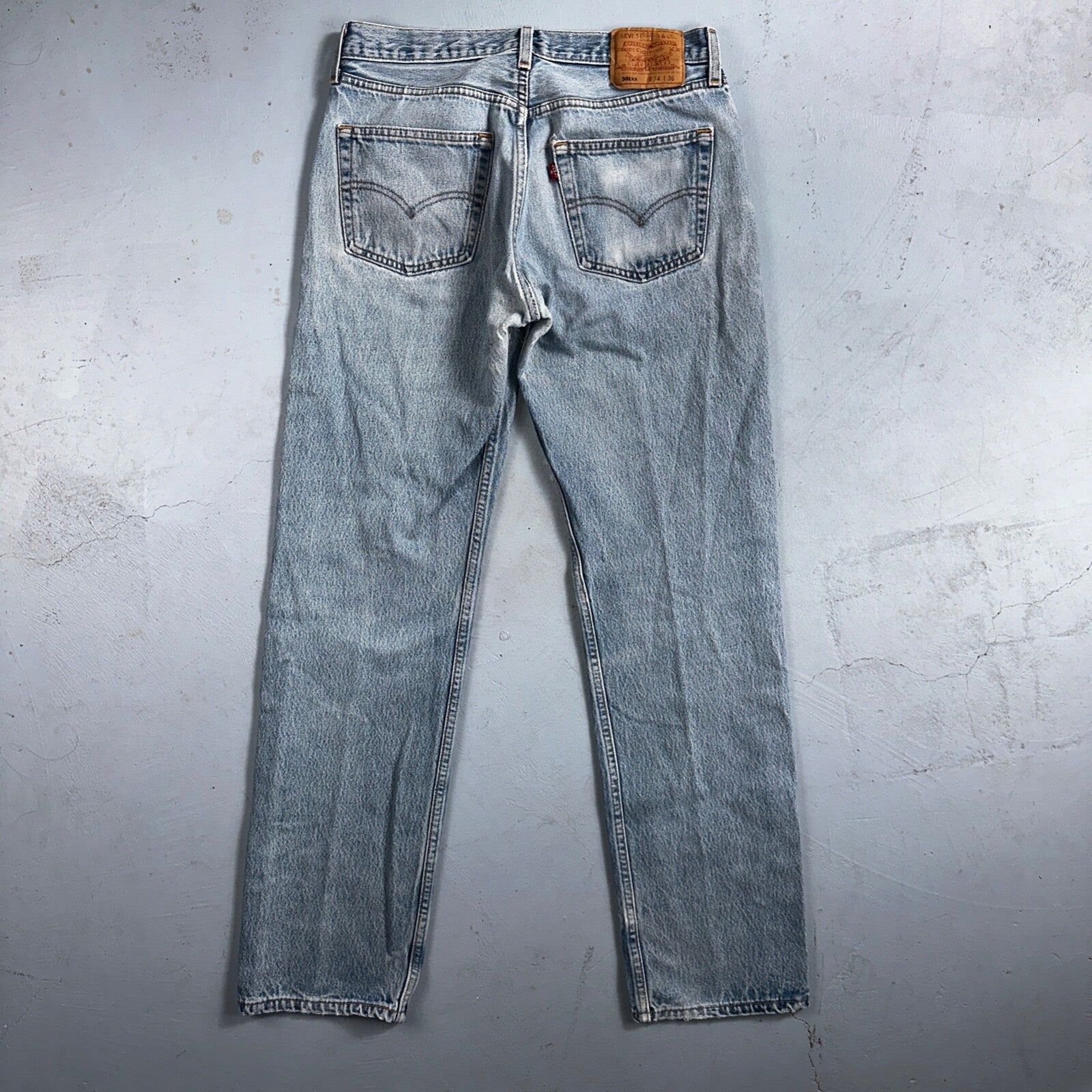 Levis 501 Vintage 90s USA XX Straight Leg Jeans 34x36 Light Wash Act 30x31