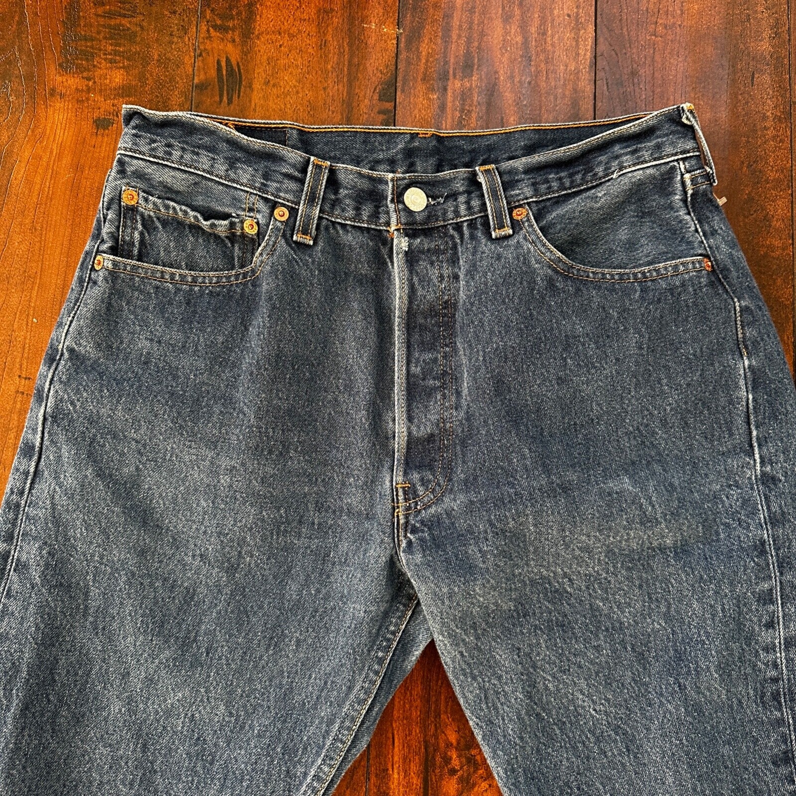 VTG Levis 501 XX Button Fly 90s USA Jeans Denim Straight Capri 34x30 Act 31x25