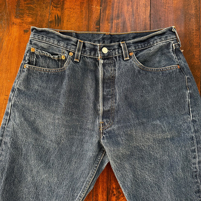 VTG Levis 501 XX Button Fly 90s USA Jeans Denim Straight Capri 34x30 Act 31x25