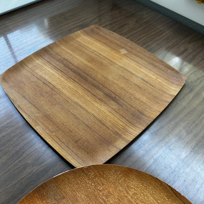 Shigemichi Aomine Teak Tray Plate Japan MCM Eames Nelson Round And Square Lot 2