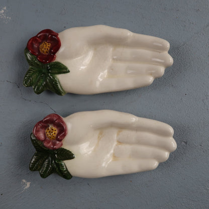 VTG 1958 Signed Glass Ring Jewelry Dish White Milk Glass Open Hand Flower Jacoma