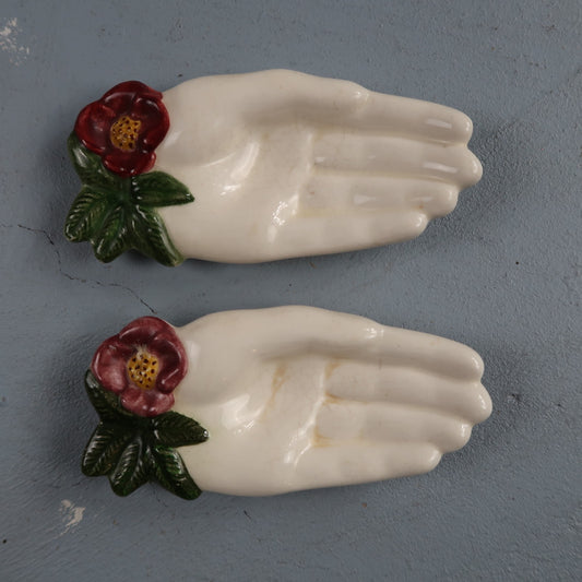 VTG 1958 Signed Glass Ring Jewelry Dish White Milk Glass Open Hand Flower Jacoma