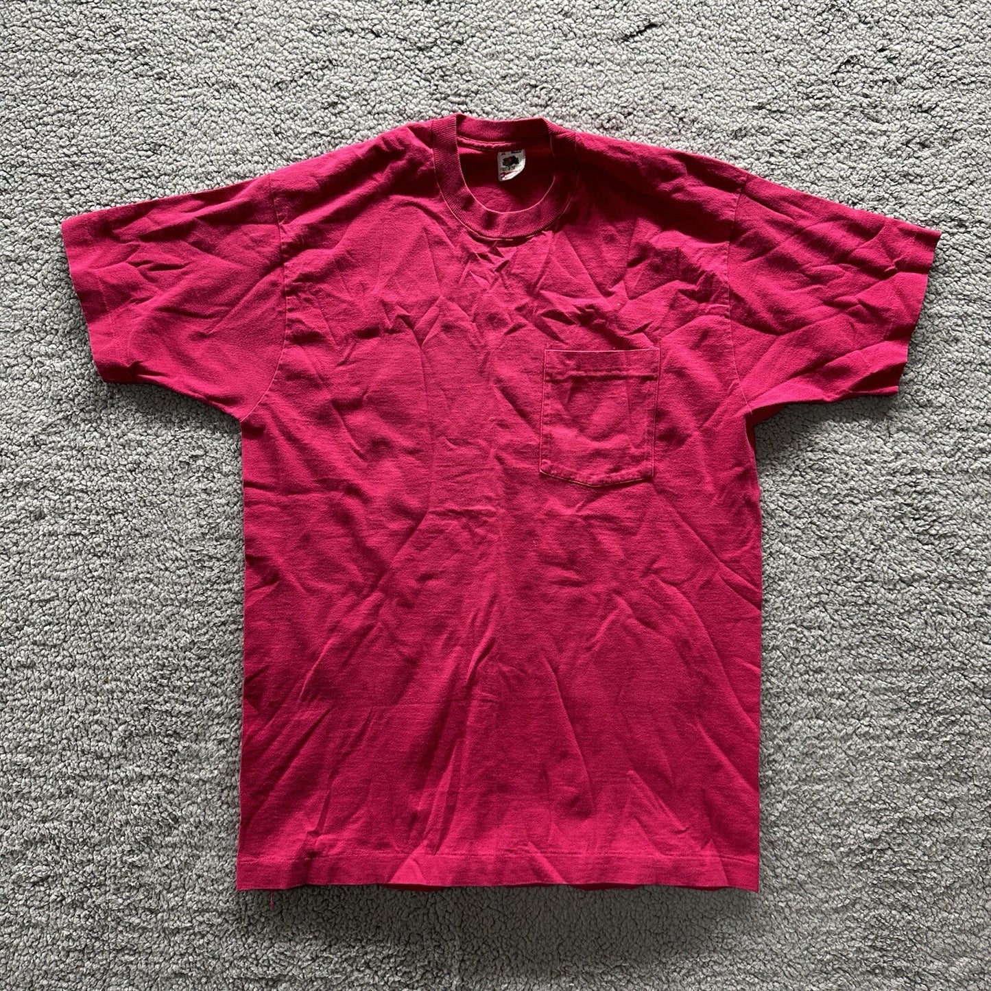 Vintage Pink T Shirt Mens 90s Blank Essential Lot Rap Single Pocket Selvedge