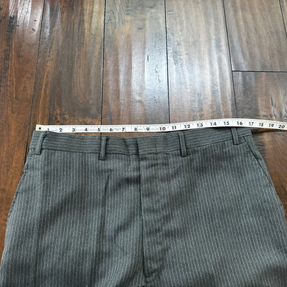 Vtg USA Eagles Pinstripe Mens Gray Wool 3 Pc Suit 42 Vest 33x30 1980s Vest