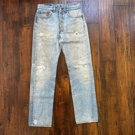 Levis 501 Vintage 90s Straight Leg XX USA Jeans 32x36 Thrashed Wash Act 30x31