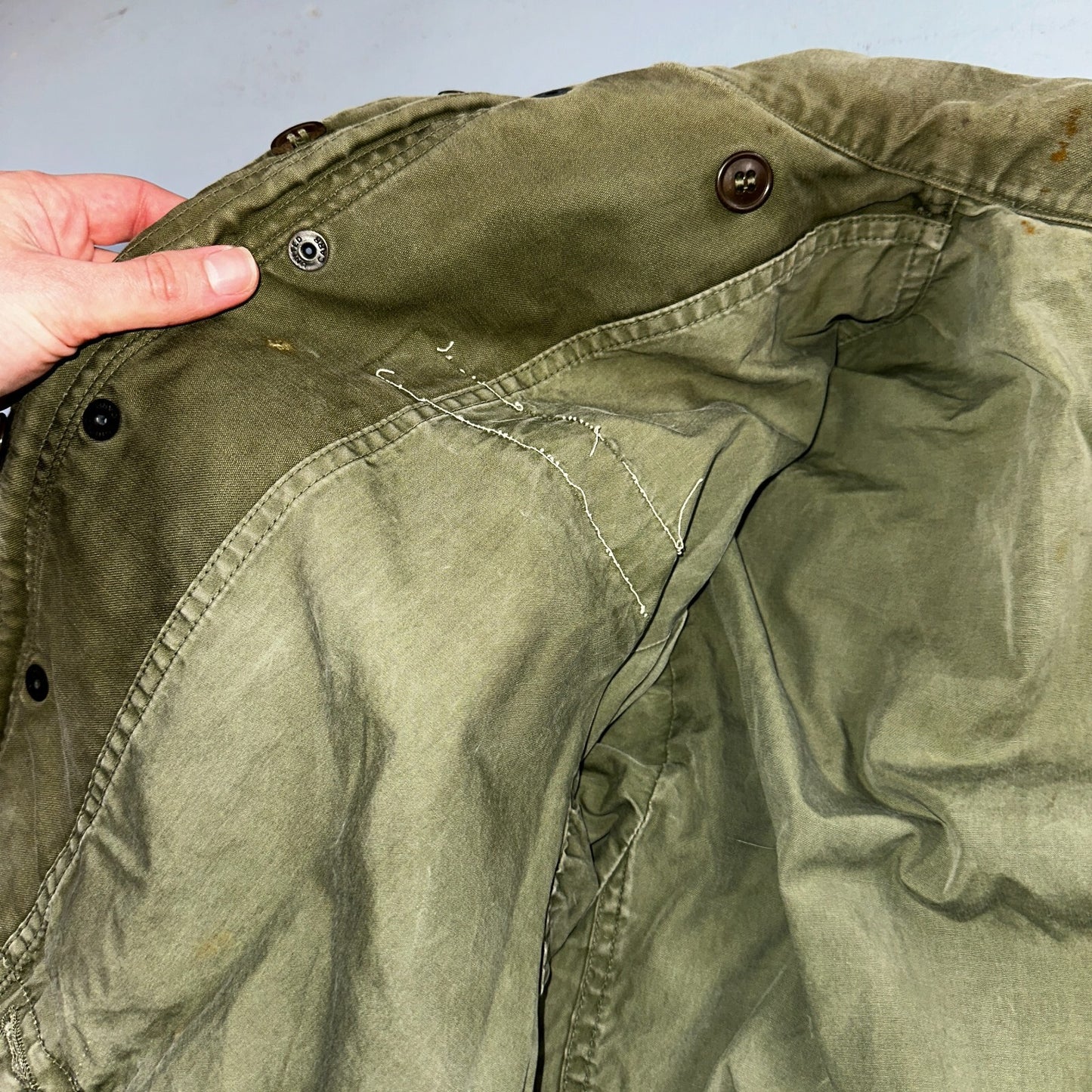 Vintage Military Jacket Green Button Up Vietnam Era 60s 70s M65 M1951 Parka