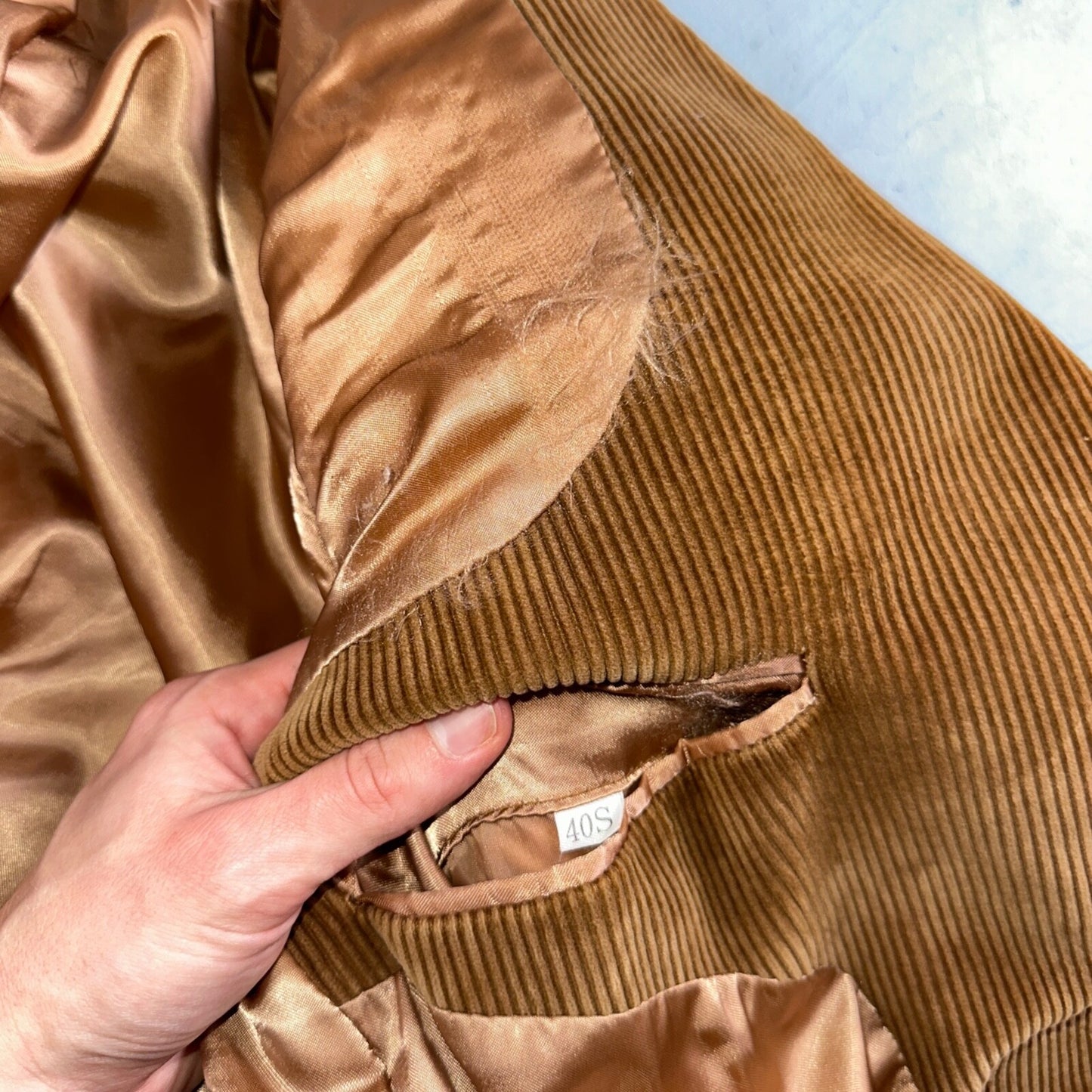 VTG Mens Suit 40 Jacket Sport Coat Rockabilly 80s 90s Corduroy Brown Short