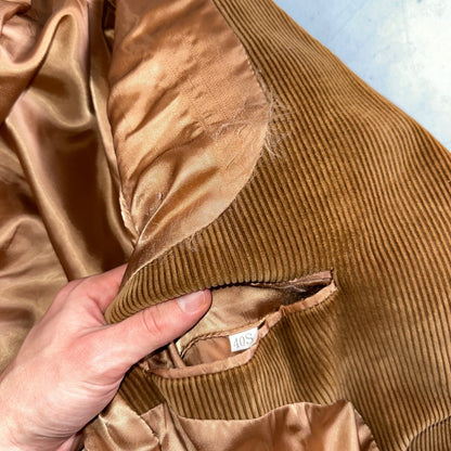 VTG Mens Suit 40 Jacket Sport Coat Rockabilly 80s 90s Corduroy Brown Short