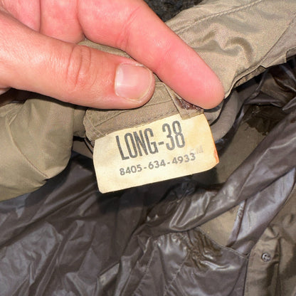 VTG 1958 US Army Mans Raincoat Nylon Taupe Shade 179 Military Uniform Mens 38L
