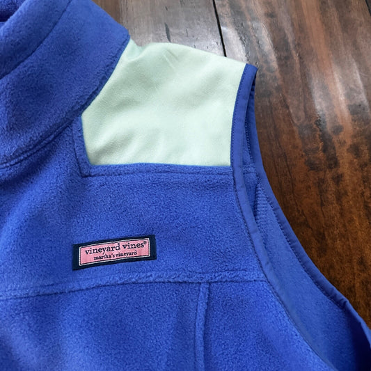 Vineyard Vines Vest Womens Large Blue Whale Zip Fleece Coat Casual Ladies
