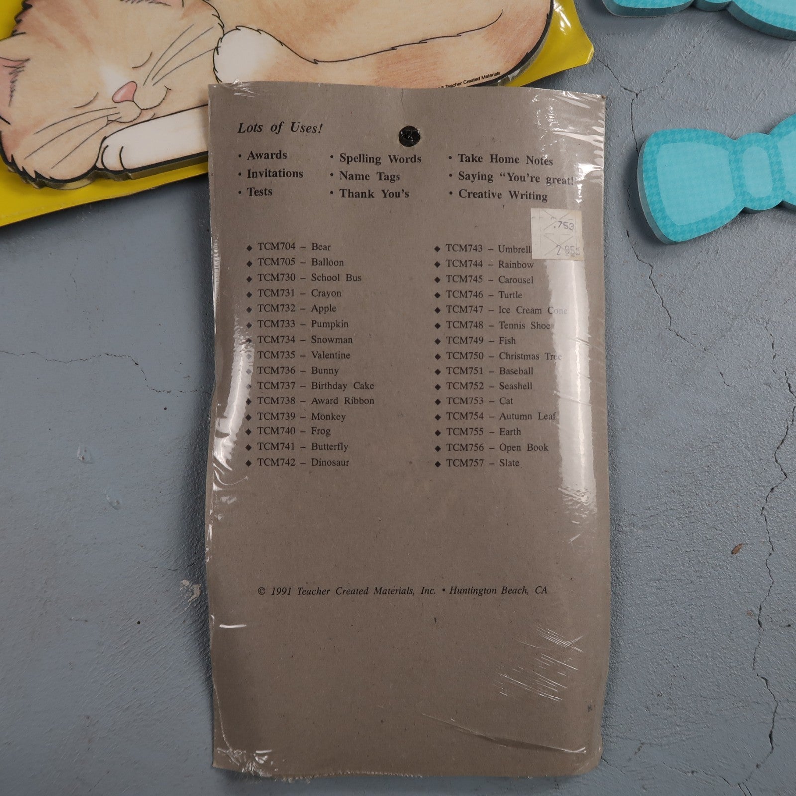 Vintage Carson Dellosa Teachers Note Pads Sleeping Kitty Cat Cute Post It 90s