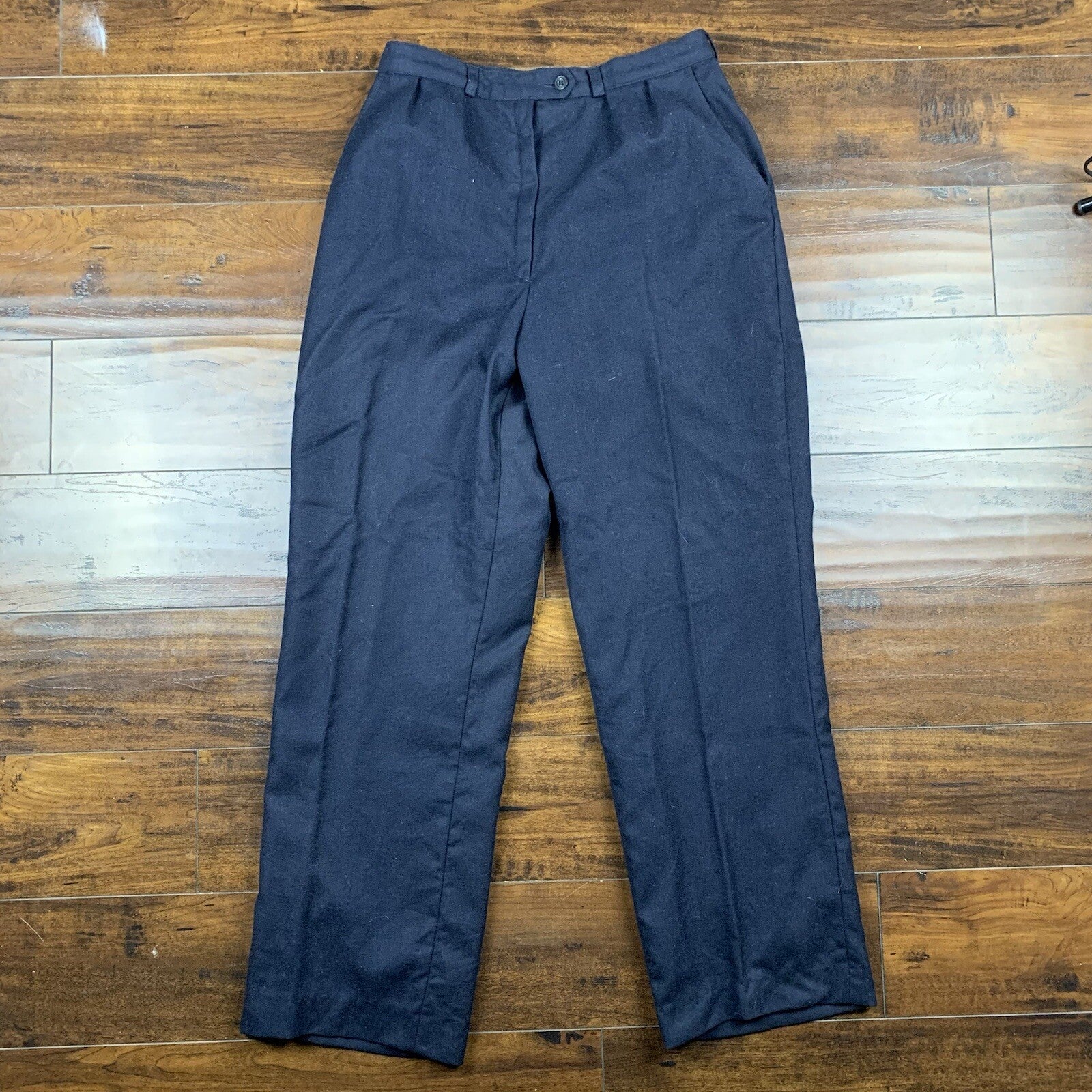 Giorgio Angelo Slacks Dress Pants Womens 12 Navy Blue Wool Vintage 70s Talon